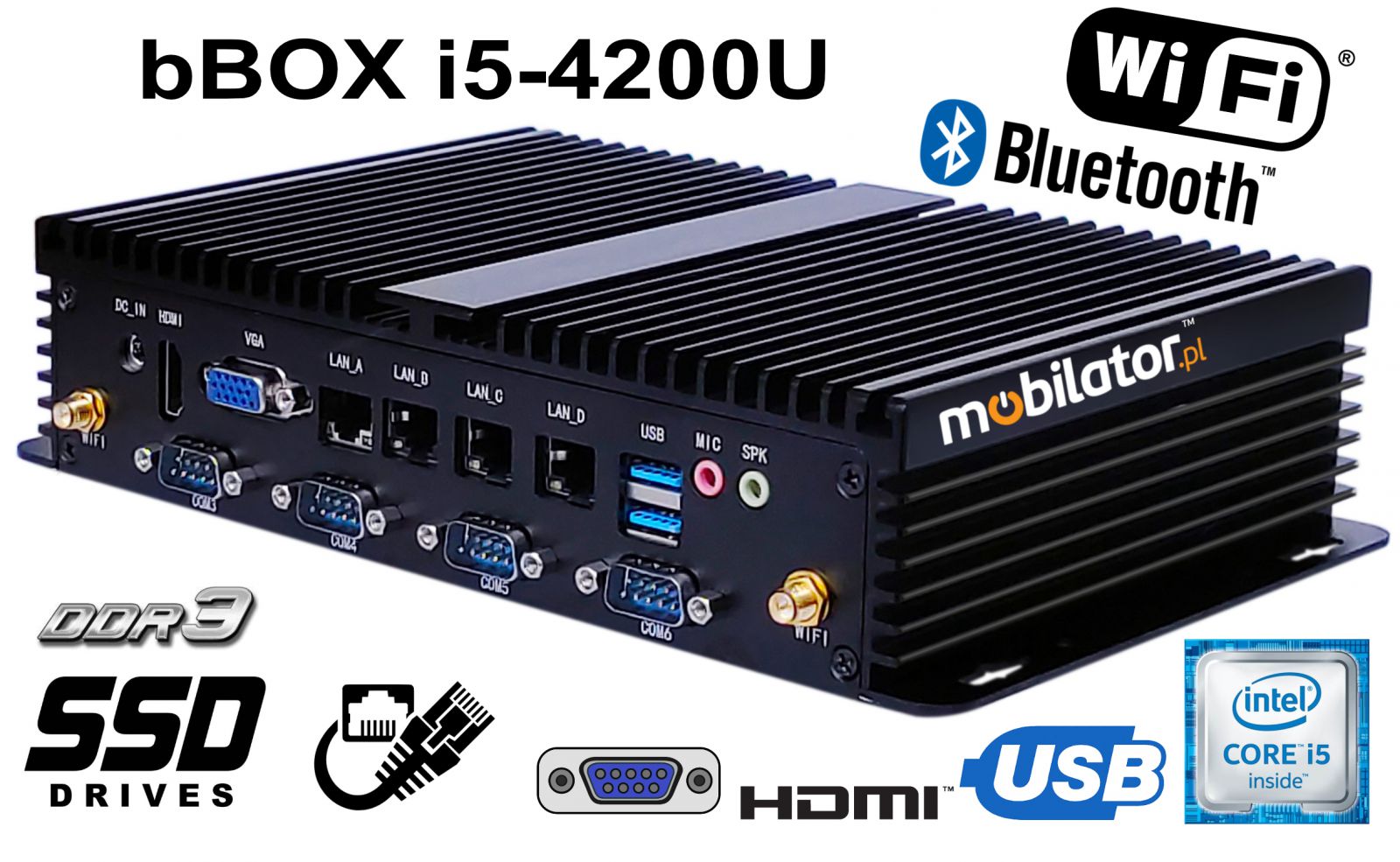 bBox 4xLan BestView Industrial computer for warehouse applications with Bluetooth WiFi 3G 4G 6x COM module